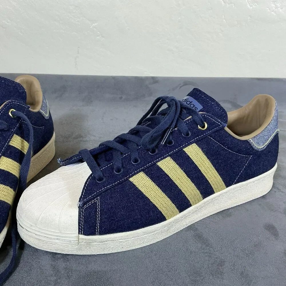Adidas Originals Superstar 82 Men’s 14 M Denim Gold Thread Leather Lined UK 13.5